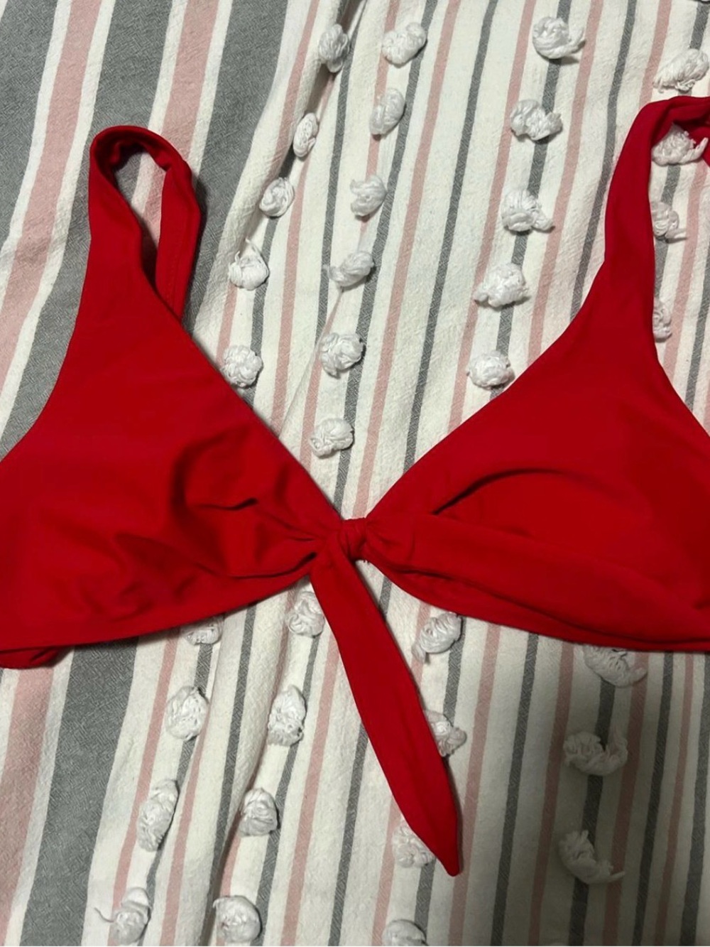 Hollister Red Swim Bikini Top with Center Tie Accent